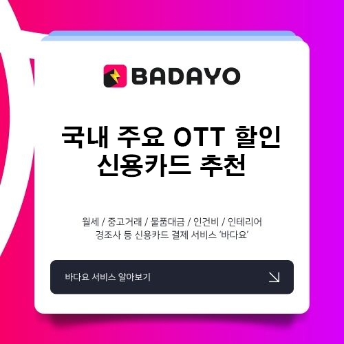 국내 주요 OTT 할인 신용카드 추천